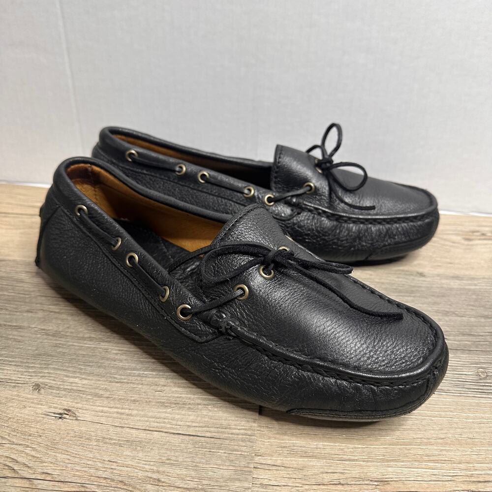 Minnetonka Men's Moccasin Loafer Driving Shoes DeerSkin Leather Black Size 8